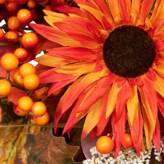 24" Leaves & Flowers Fall Harvest Wreath